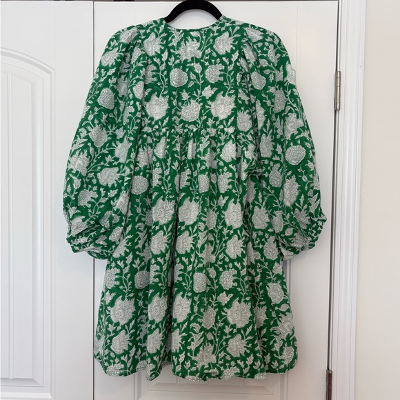 Mille Daisy Dress Size Medium Green Zinnia Print Tassels - Picture 9 of 12